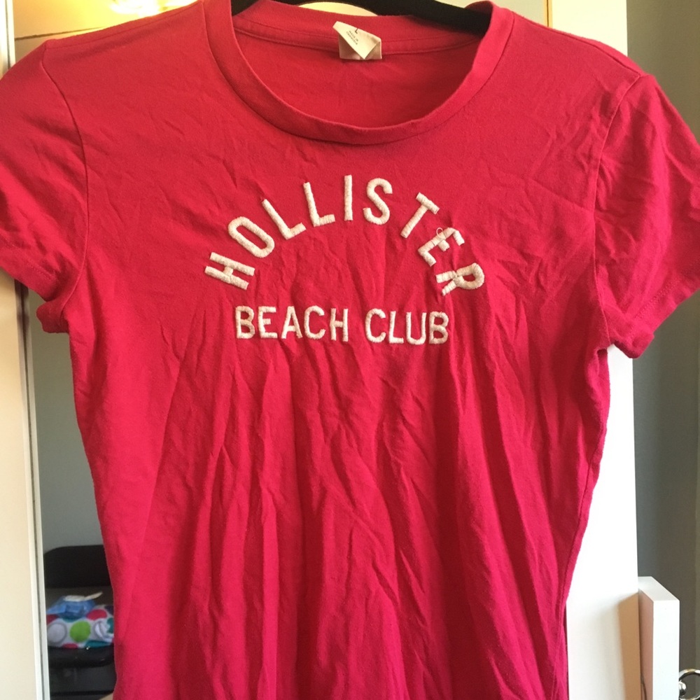 hollister beach club pink tee shirt